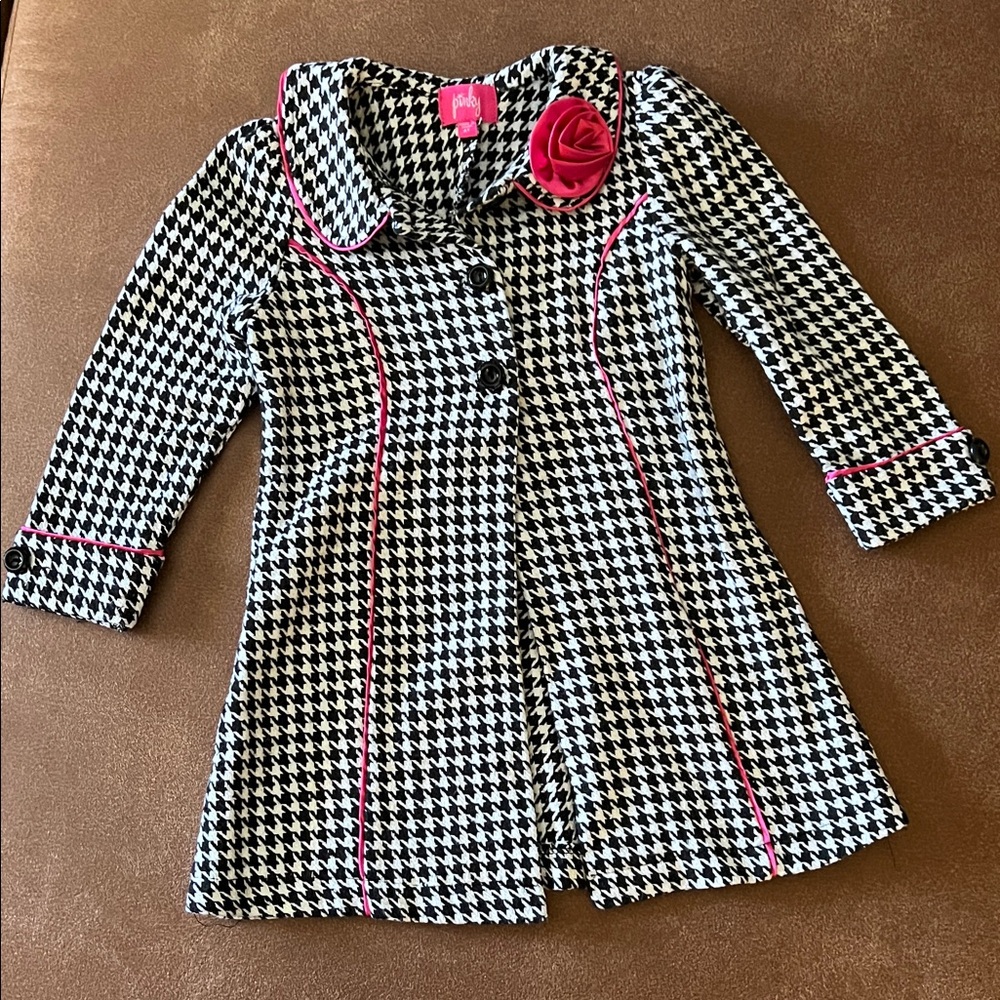 Pinky Black and White Kids Coat with Pink Accents